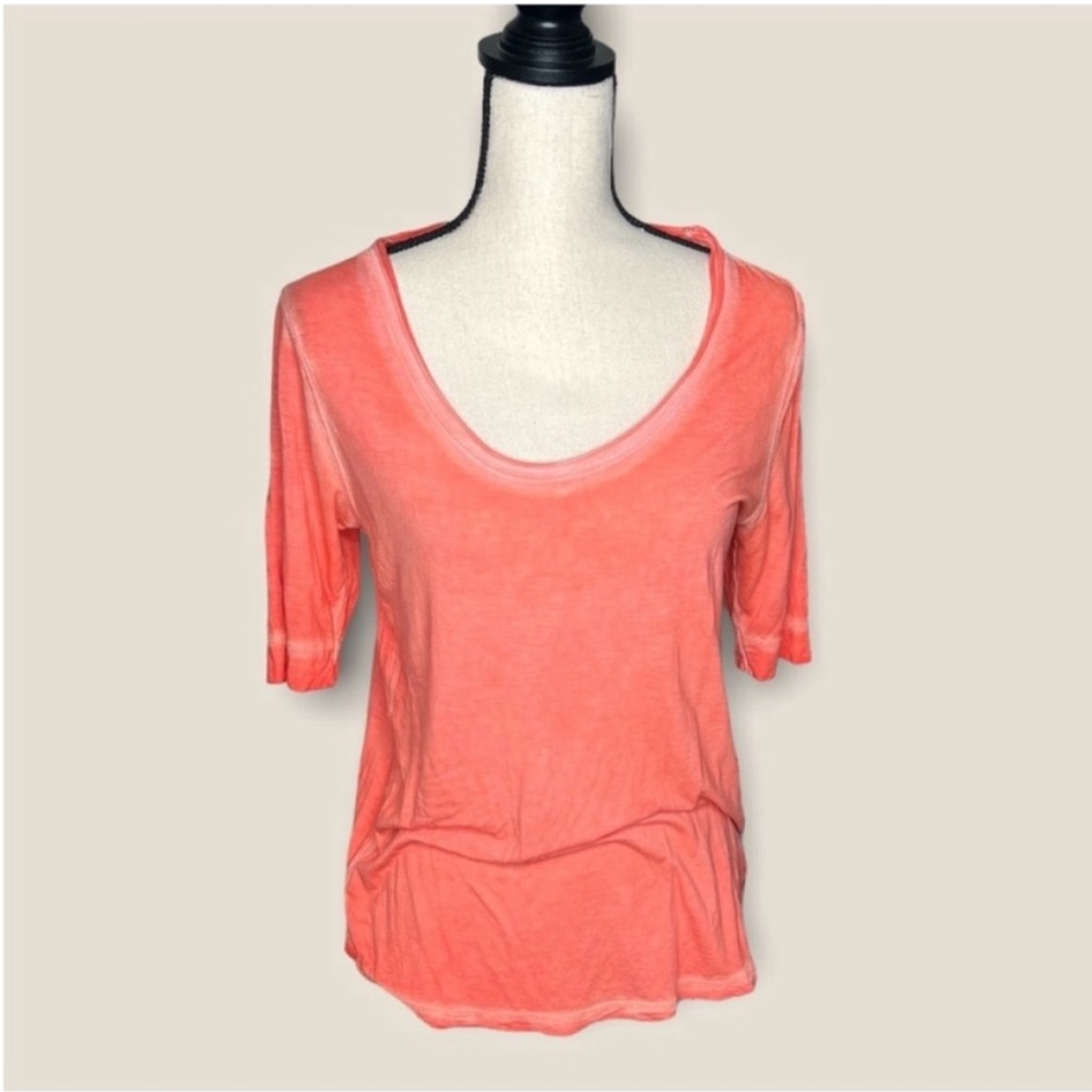 Banana Republic Orange Round Neck Short Sleeve Shirt Medium